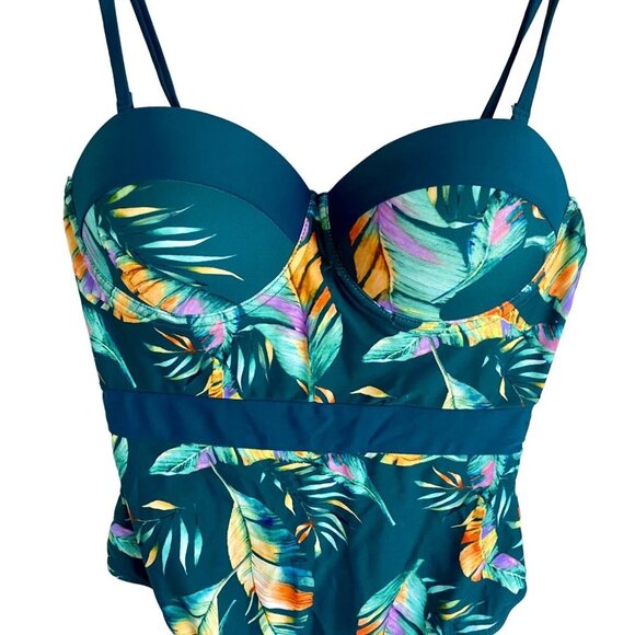 Cupshe Tropical Green Underwire Padded One Piece Swimsuit Women’s Medium NEW NWT - Picture 4 of 8